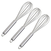 Kuber Industries 2.5 MM 3 Pieces Stainless Steel Hand Blender Mixer Froth Whisker Latte Maker for Milk Coffee Egg Beater Juice,30 Cm (Silver) - CTKTC31330